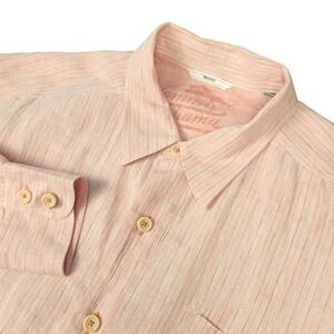 Tommy Bahama Relax Linen Button Up‎ Shirt Striped Mens Casual Lightweight Shirt